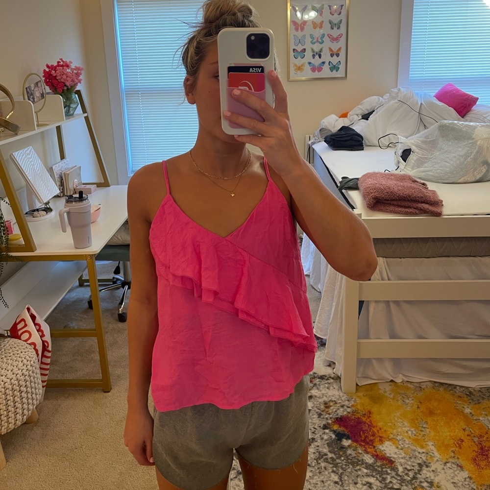 Pink top with ruffle